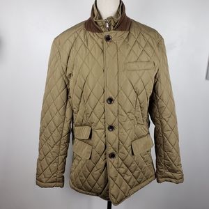 Enzo Tovare Italy Khaki Tan Classic Quilted Full Zip Buttoned Field Jacket M